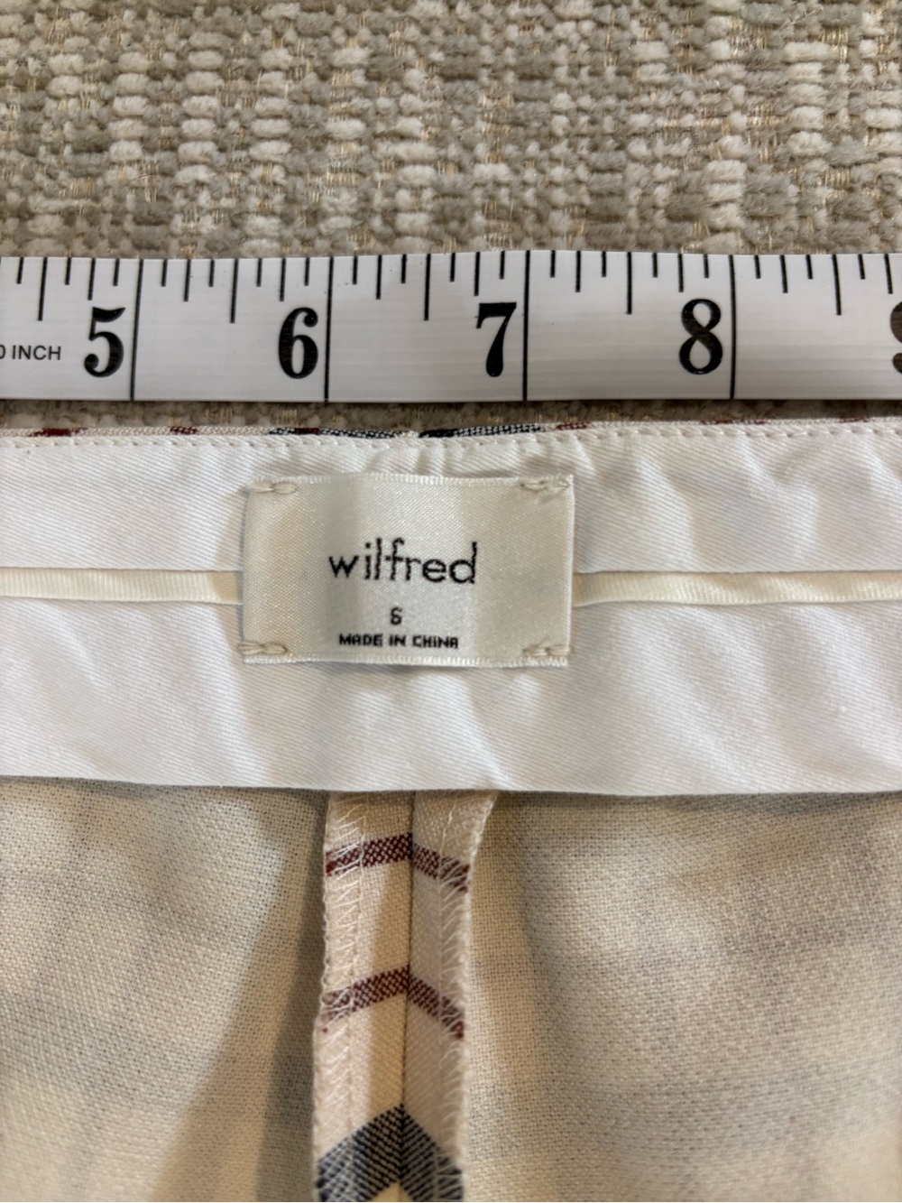 Aritzia Wilfred Cream Espace/Rustique Lily Genie Check Flared Trouser Pants - Picture 7 of 9